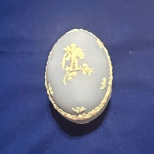 WEDGWOOD Blue and Cream Oval Trinket Box